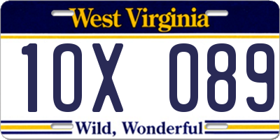 WV license plate 1OX089