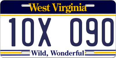 WV license plate 1OX090