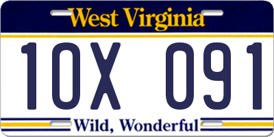 WV license plate 1OX091