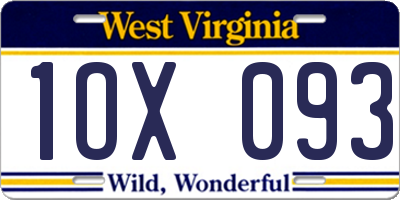 WV license plate 1OX093