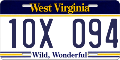 WV license plate 1OX094