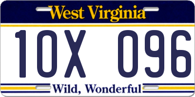 WV license plate 1OX096