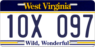 WV license plate 1OX097