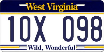 WV license plate 1OX098