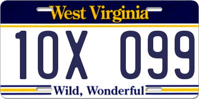 WV license plate 1OX099