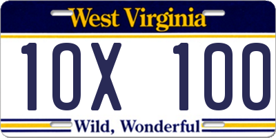 WV license plate 1OX100
