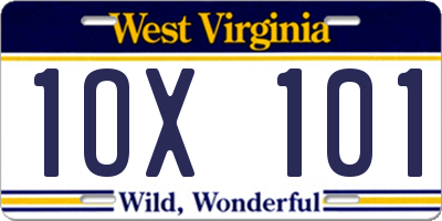 WV license plate 1OX101