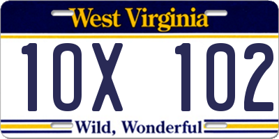 WV license plate 1OX102
