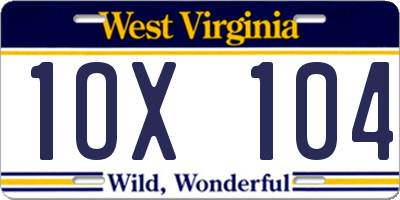 WV license plate 1OX104