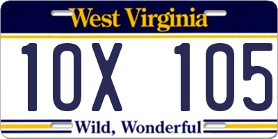 WV license plate 1OX105