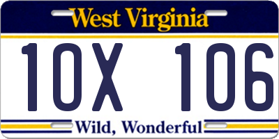 WV license plate 1OX106