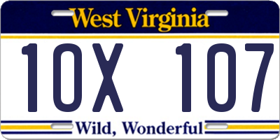 WV license plate 1OX107