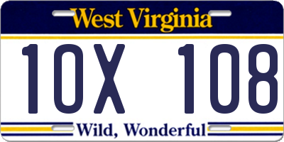 WV license plate 1OX108
