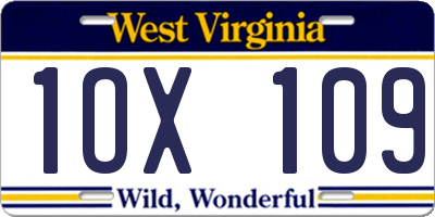 WV license plate 1OX109