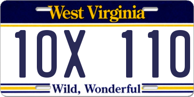 WV license plate 1OX110