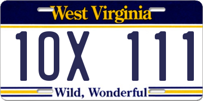 WV license plate 1OX111