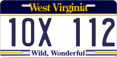 WV license plate 1OX112