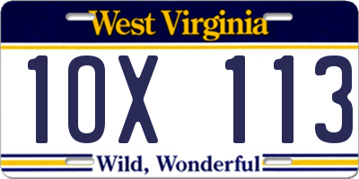 WV license plate 1OX113