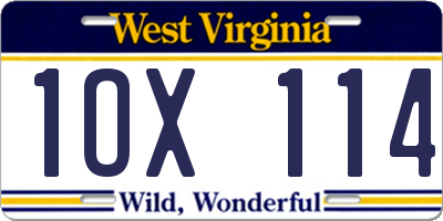 WV license plate 1OX114