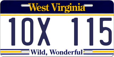 WV license plate 1OX115