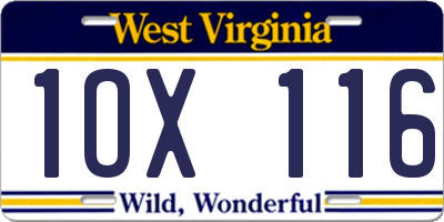 WV license plate 1OX116