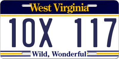 WV license plate 1OX117