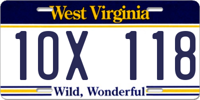 WV license plate 1OX118