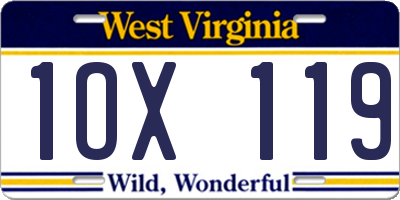 WV license plate 1OX119