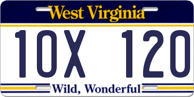 WV license plate 1OX120