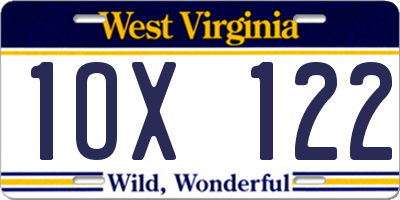 WV license plate 1OX122