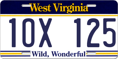 WV license plate 1OX125