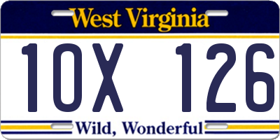 WV license plate 1OX126
