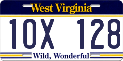 WV license plate 1OX128