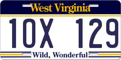 WV license plate 1OX129