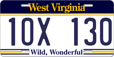 WV license plate 1OX130