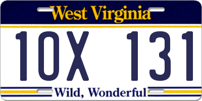 WV license plate 1OX131