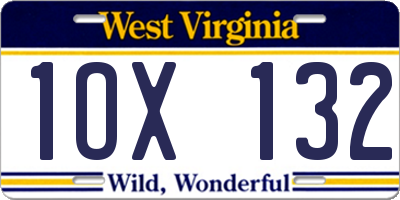WV license plate 1OX132