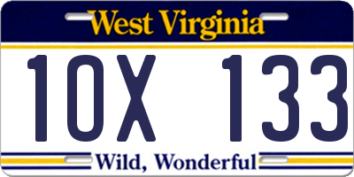 WV license plate 1OX133