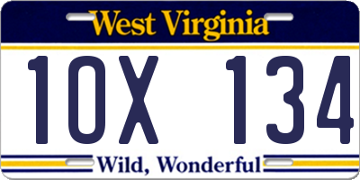 WV license plate 1OX134