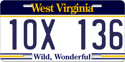 WV license plate 1OX136