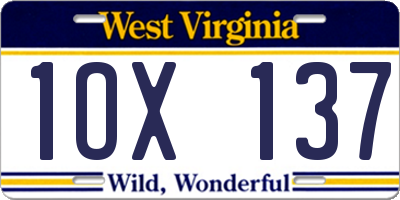 WV license plate 1OX137