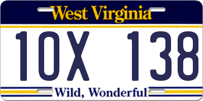 WV license plate 1OX138