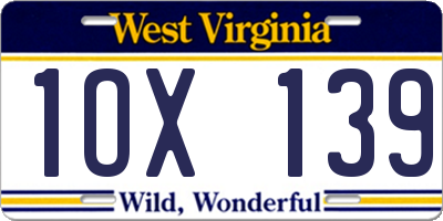 WV license plate 1OX139