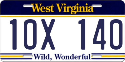 WV license plate 1OX140