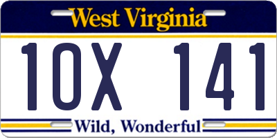 WV license plate 1OX141