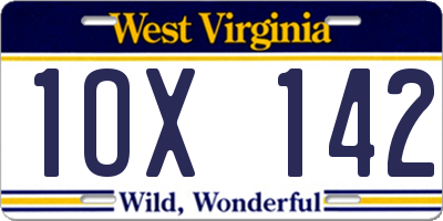 WV license plate 1OX142