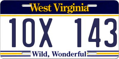 WV license plate 1OX143