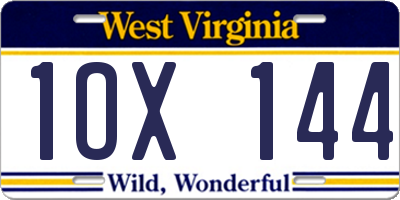 WV license plate 1OX144