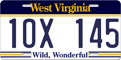 WV license plate 1OX145