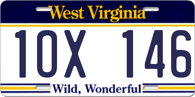 WV license plate 1OX146